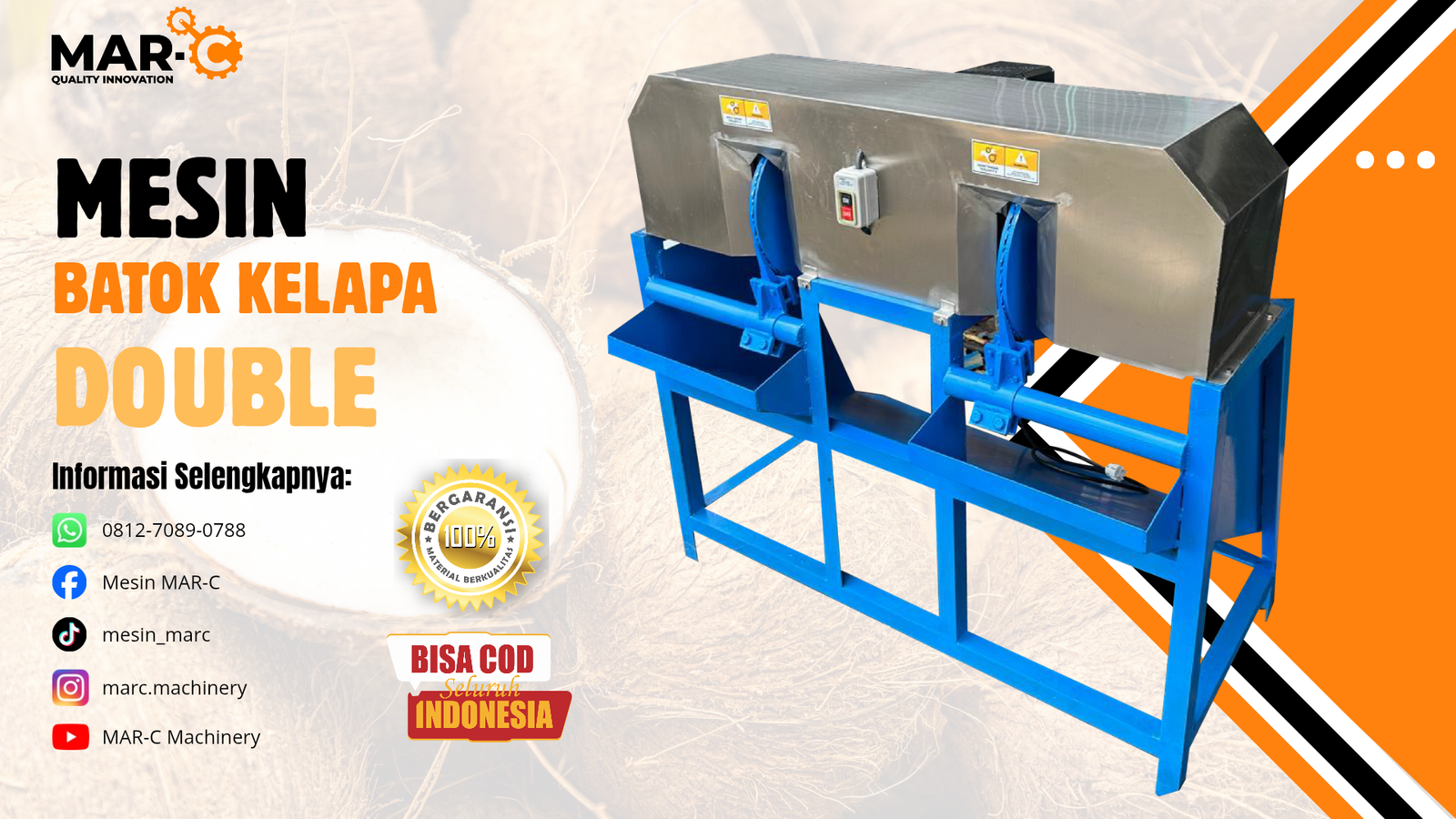 MAR-C Machinery — Mesin Batok Kelapa Double MAR-C