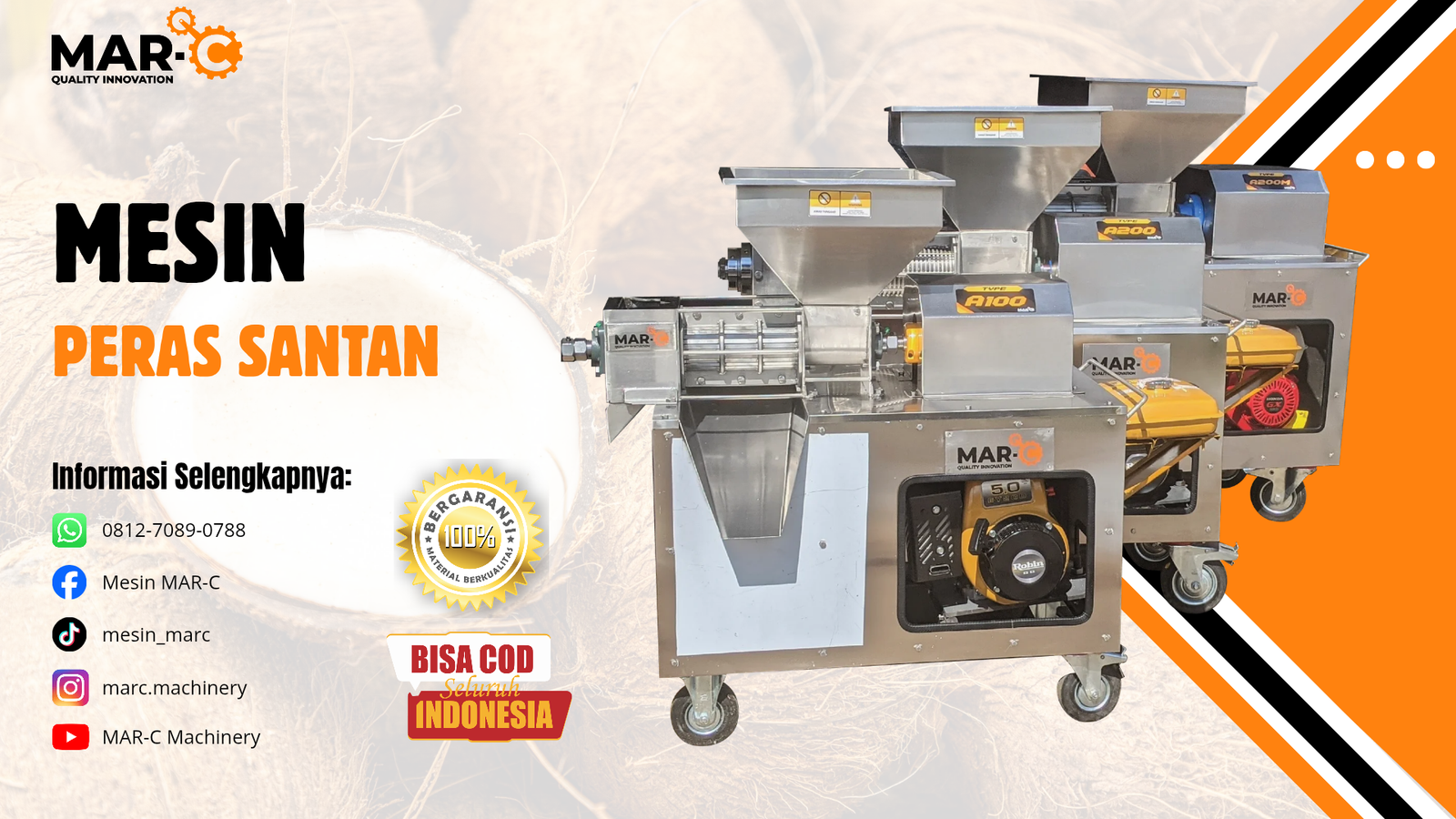 MAR-C Machinery — Mesin Pemeras Santan Kombinasi MAR-C